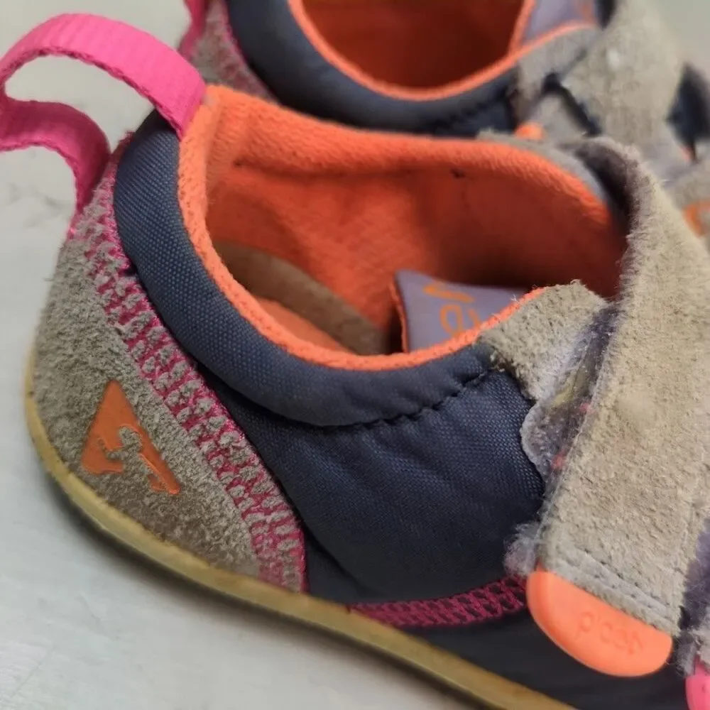 PLAE Ty Little Girl's Size 8 Comfort Running Shoes Gray Blue Pink Orange